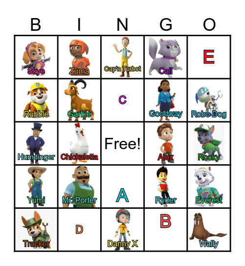 Paw Patrol Bingo Card