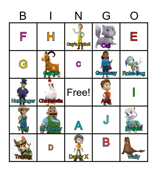 Paw Patrol Bingo Card