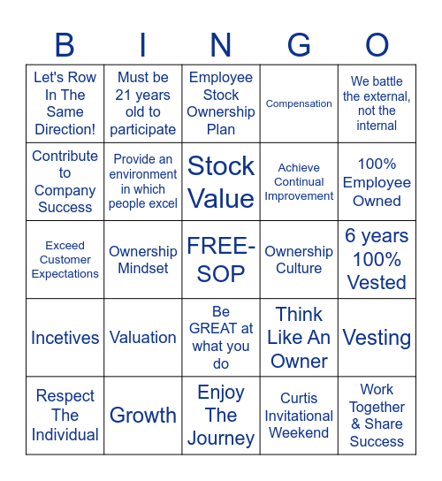 CURTIS ESOP BINGO Card