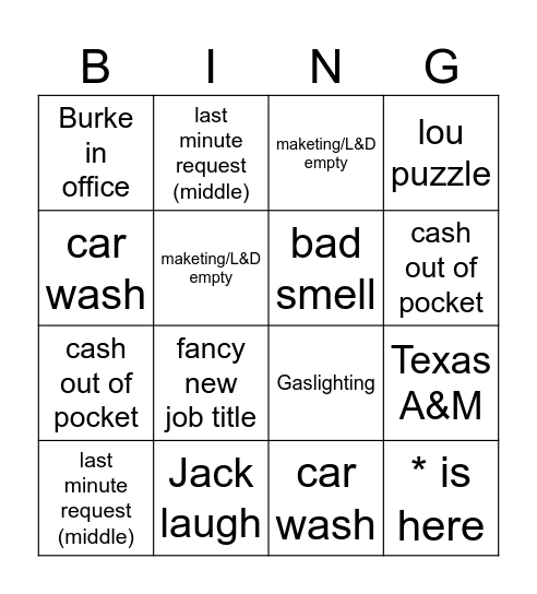 Smith BIngo Card