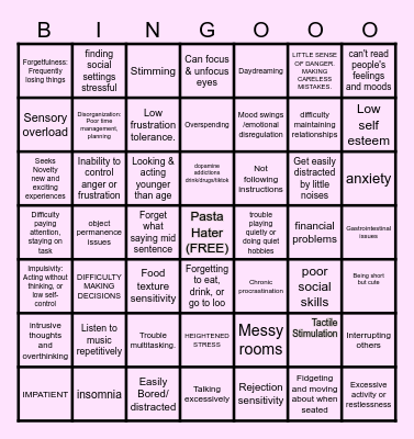 Robyn's ADHD Bingo Card