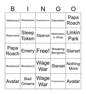 Sonic Temple Announcements Bingo Card