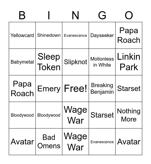 Sonic Temple Announcements Bingo Card