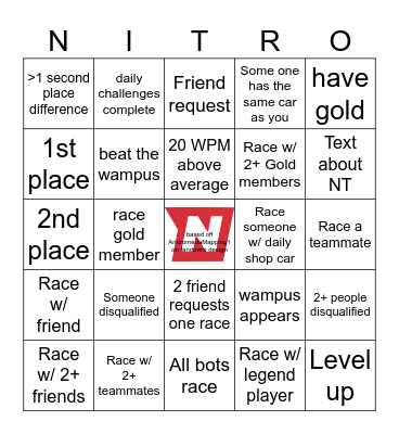 Nitro Bingo Card