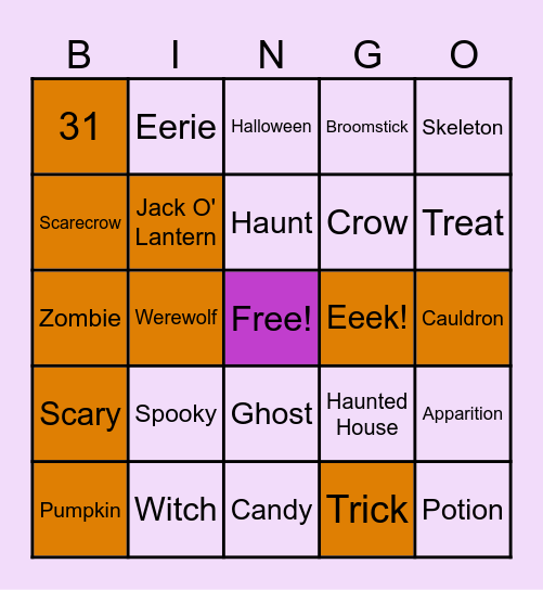 Halloween Bingo Card