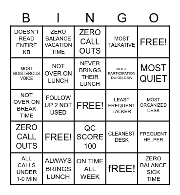 CUSTOMER SERVICE WEEK BINGO Card