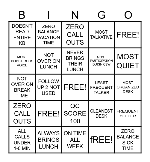 CUSTOMER SERVICE WEEK BINGO Card