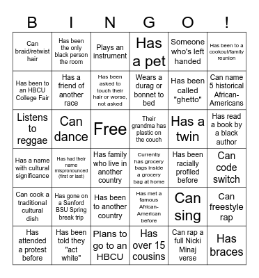 BSU Bingo Card