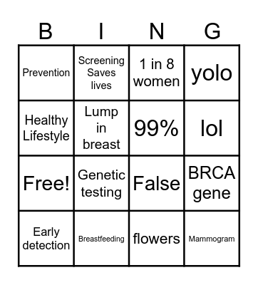 Breast Cancer Awareness Bingo Card