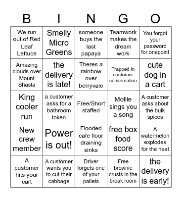 Produce Bingo Card