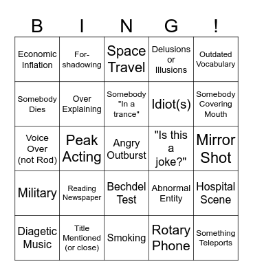 Twilight Zone Bing! Bingo Card