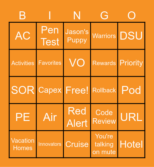 Travel Platform Bingo Card