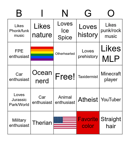 About You Bingo Card