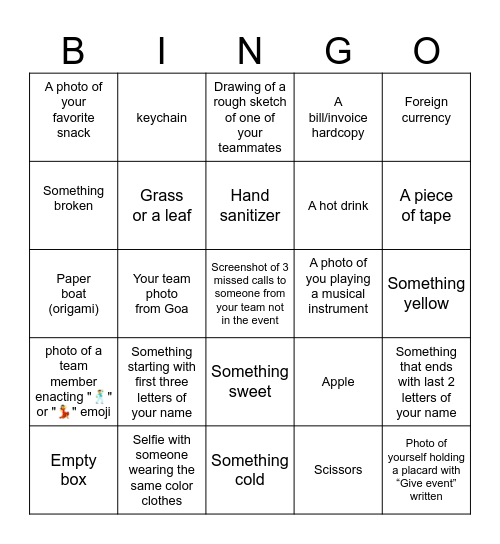 Give Bingo Card