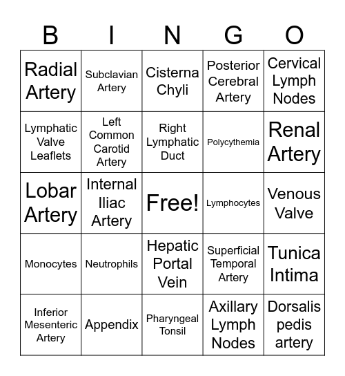 Practical 2 Bingo Card