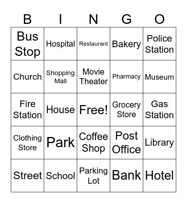 Around Town Bingo Card