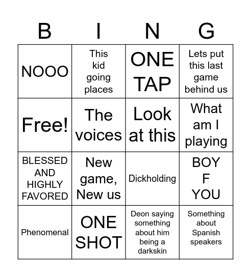 Warzone Bingo Card