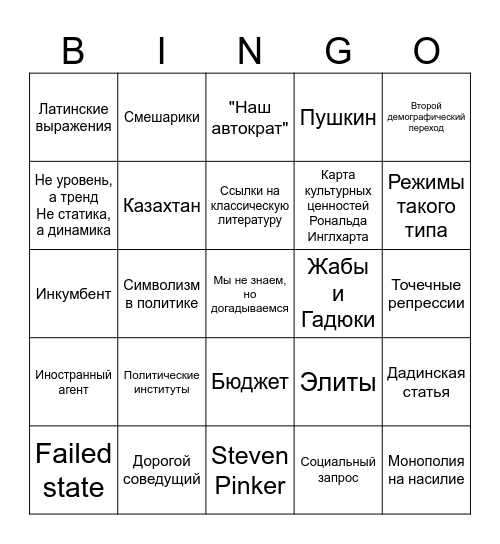 Шульман Bingo Card