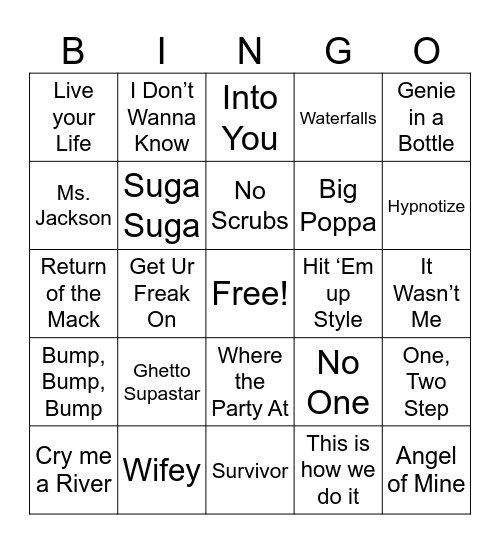 R&B Bingo Card