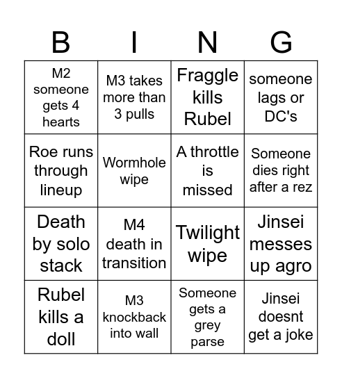 T1 Reclear/TEA Bingo Card