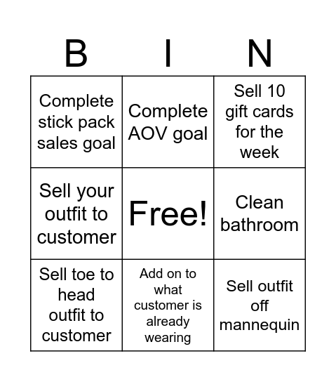 Level 1 bingo Card