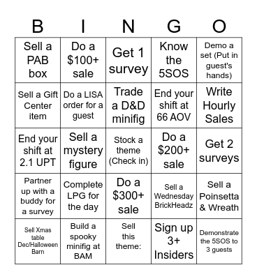 October Bingo Card