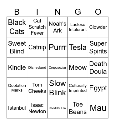 Cats Bingo Card