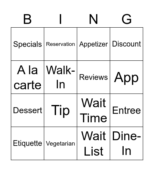Unit 2 week 4 Bingo Card