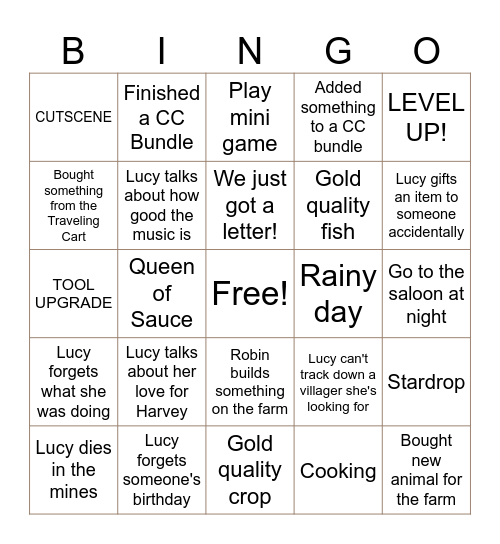 LUCEGOOSEGAMES STARDEW BINGO Card