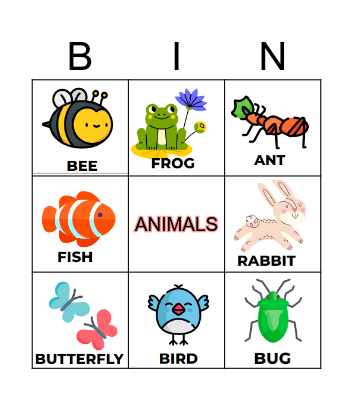 Animals Bingo Card