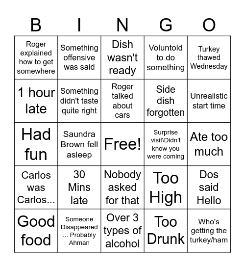 Thanksgiving 2024 Bingo Card