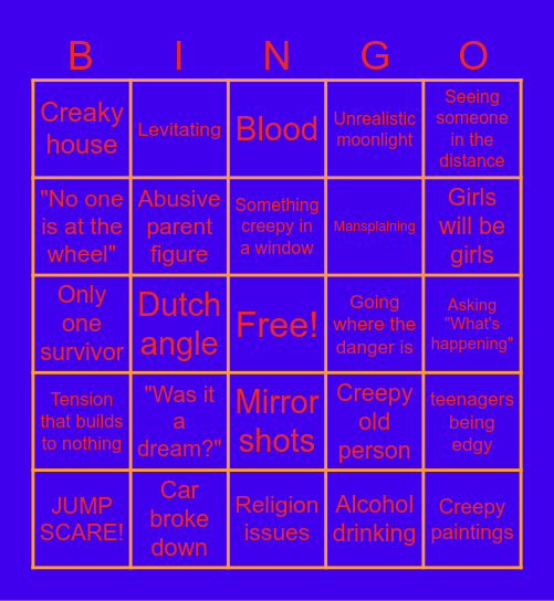 Horror movies Bingo Card