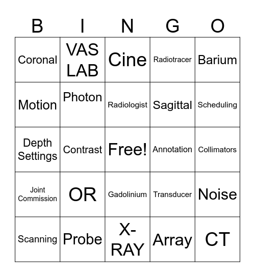 Rad Tech Week Bingo Card