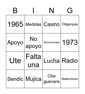 History Bingo Card