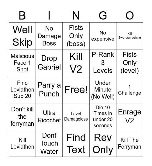 j dawg ultrakill Bingo Card