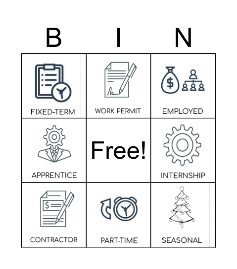 Types of Employment Bingo Card