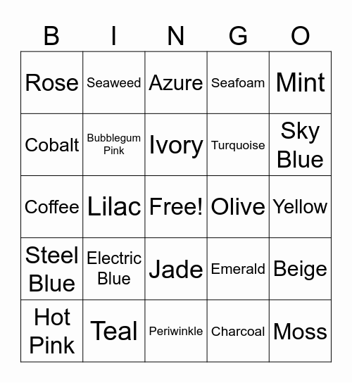 Color Bingo Card