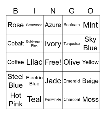 Color Bingo Card