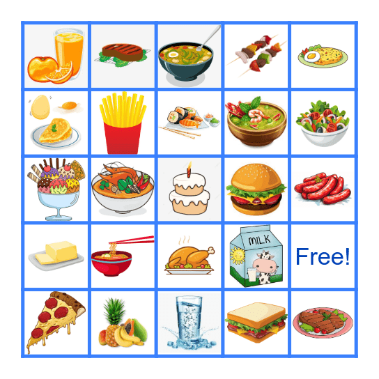 Food and Drink Bingo Card