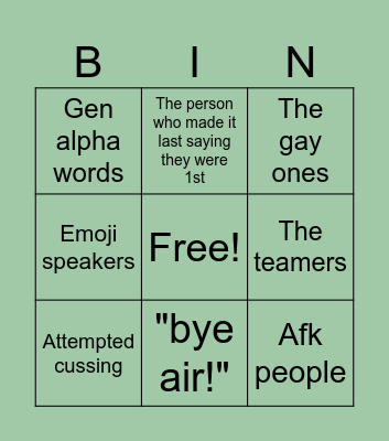 Things in Total Roblox Drama Bingo Card