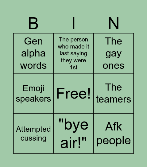 Things in Total Roblox Drama Bingo Card