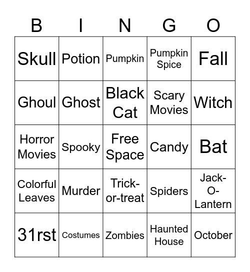 Halloween Bingo Card