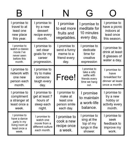 Promise Bingo Card