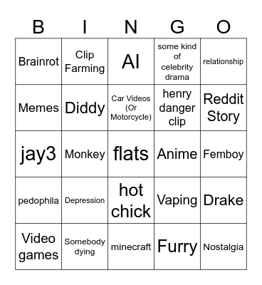 Instagram Bingo Card