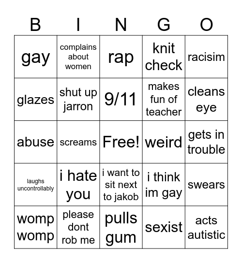 aiden burgo Bingo Card