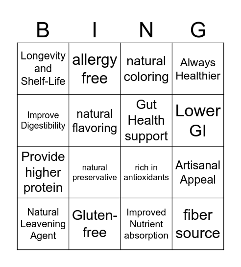 Sourdough Bingo Card