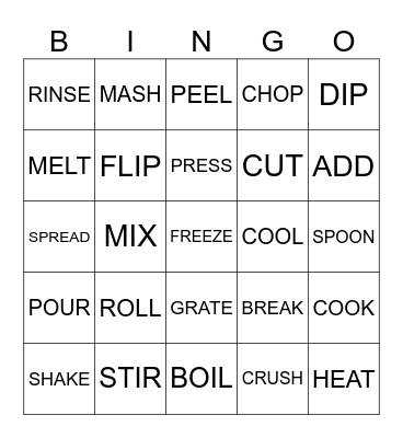 FOOD BINGO Card