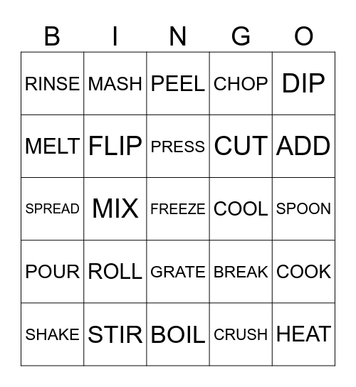 FOOD BINGO Card