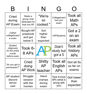 AP Students Bingo Card