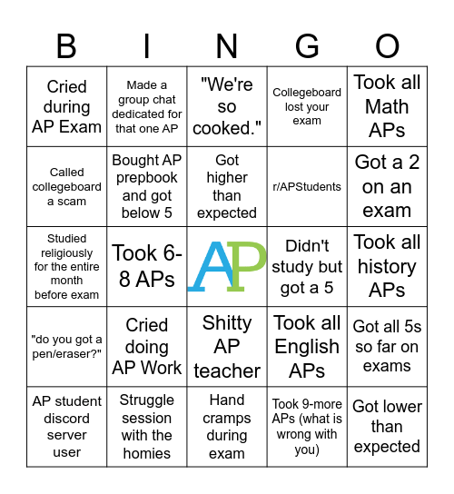 AP Students Bingo Card